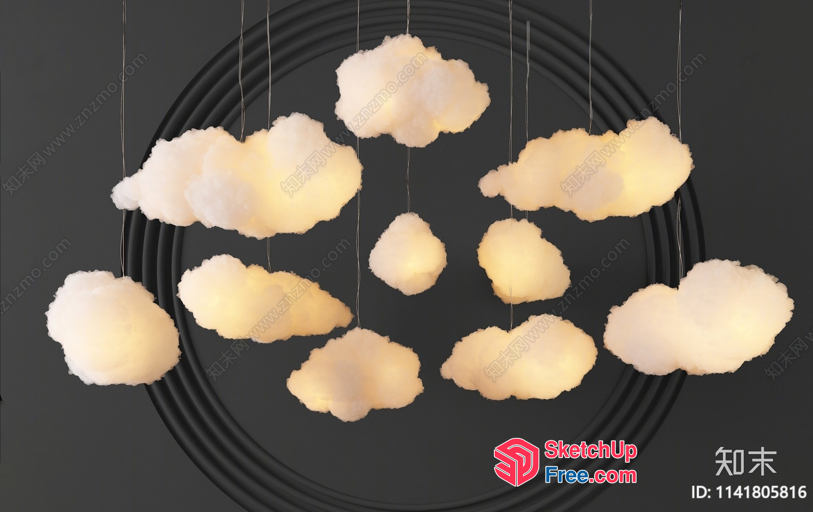 Cloudy Lighting Fixture With Suspended Clouds 3D SketchUp File