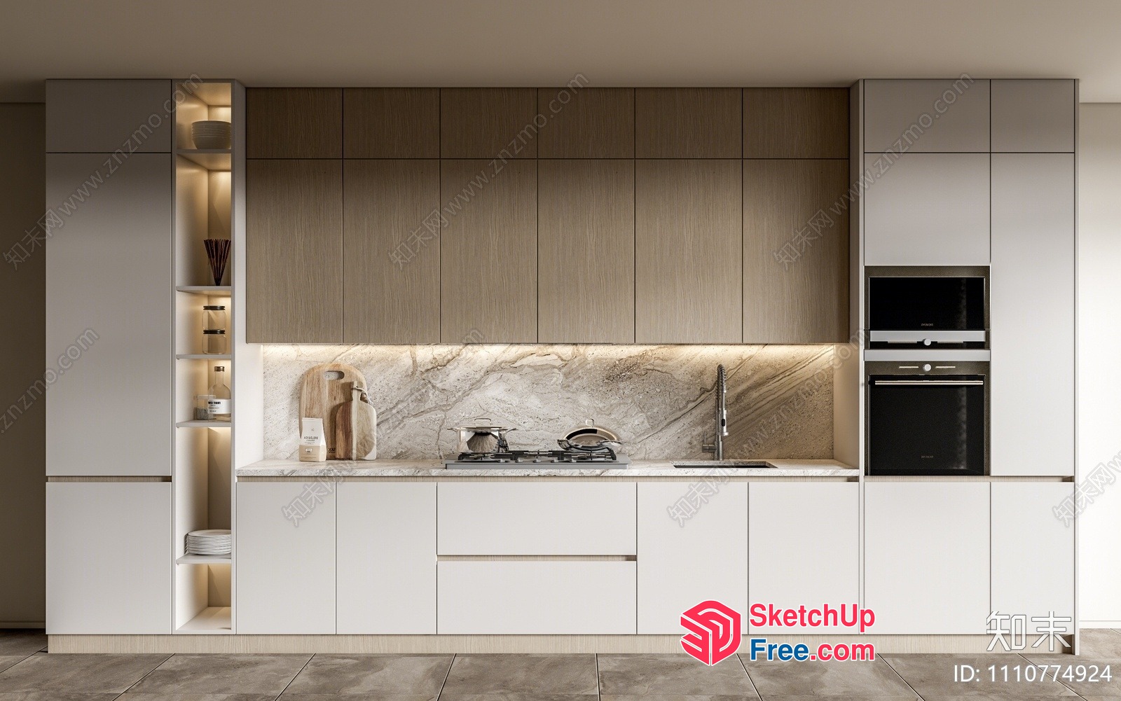 Modern Kitchen Interior With Sleek Cabinets And Countertops 3D SketchUp File