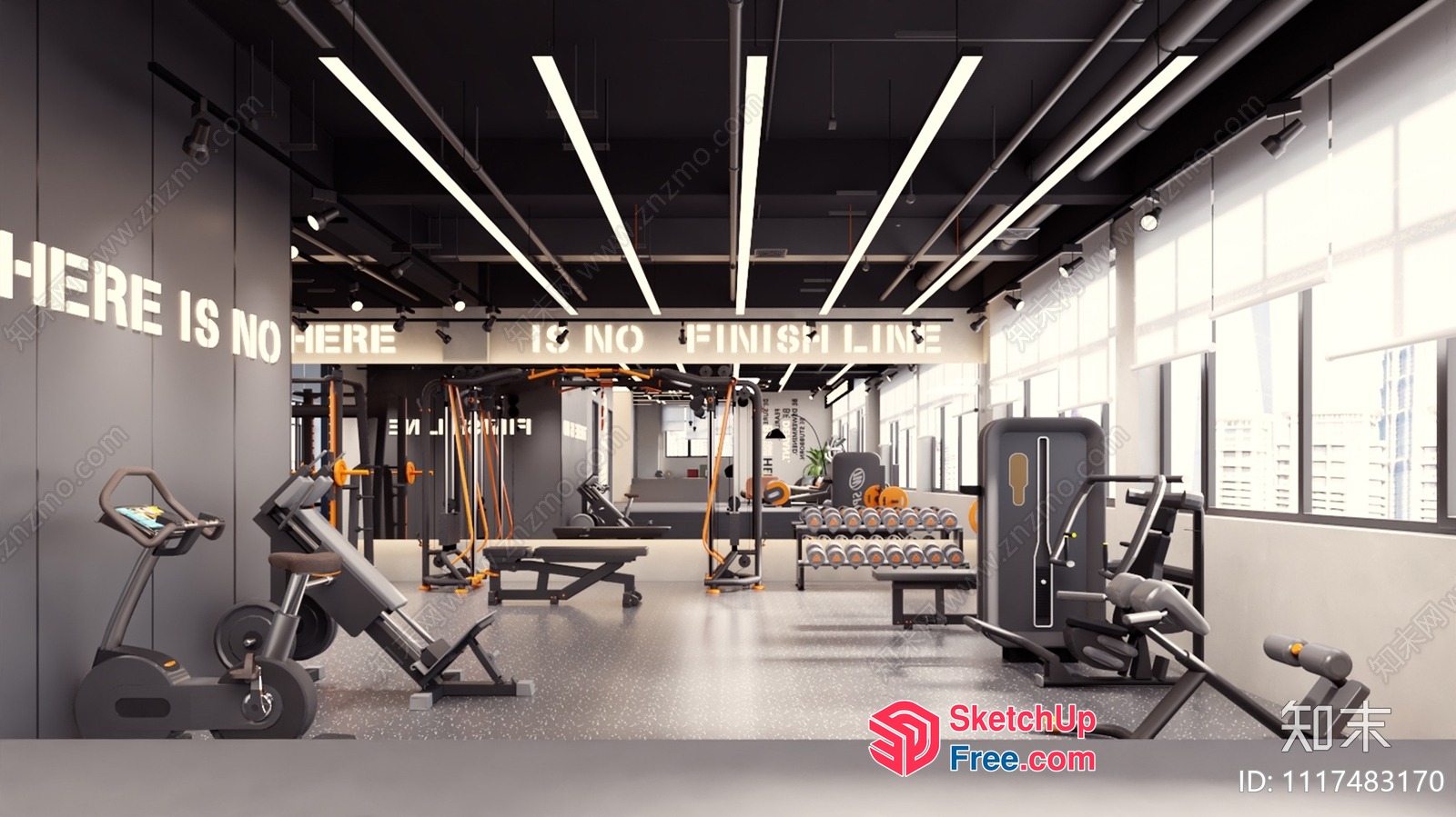 Minimalist Gym With Natural Light 3D SketchUp File