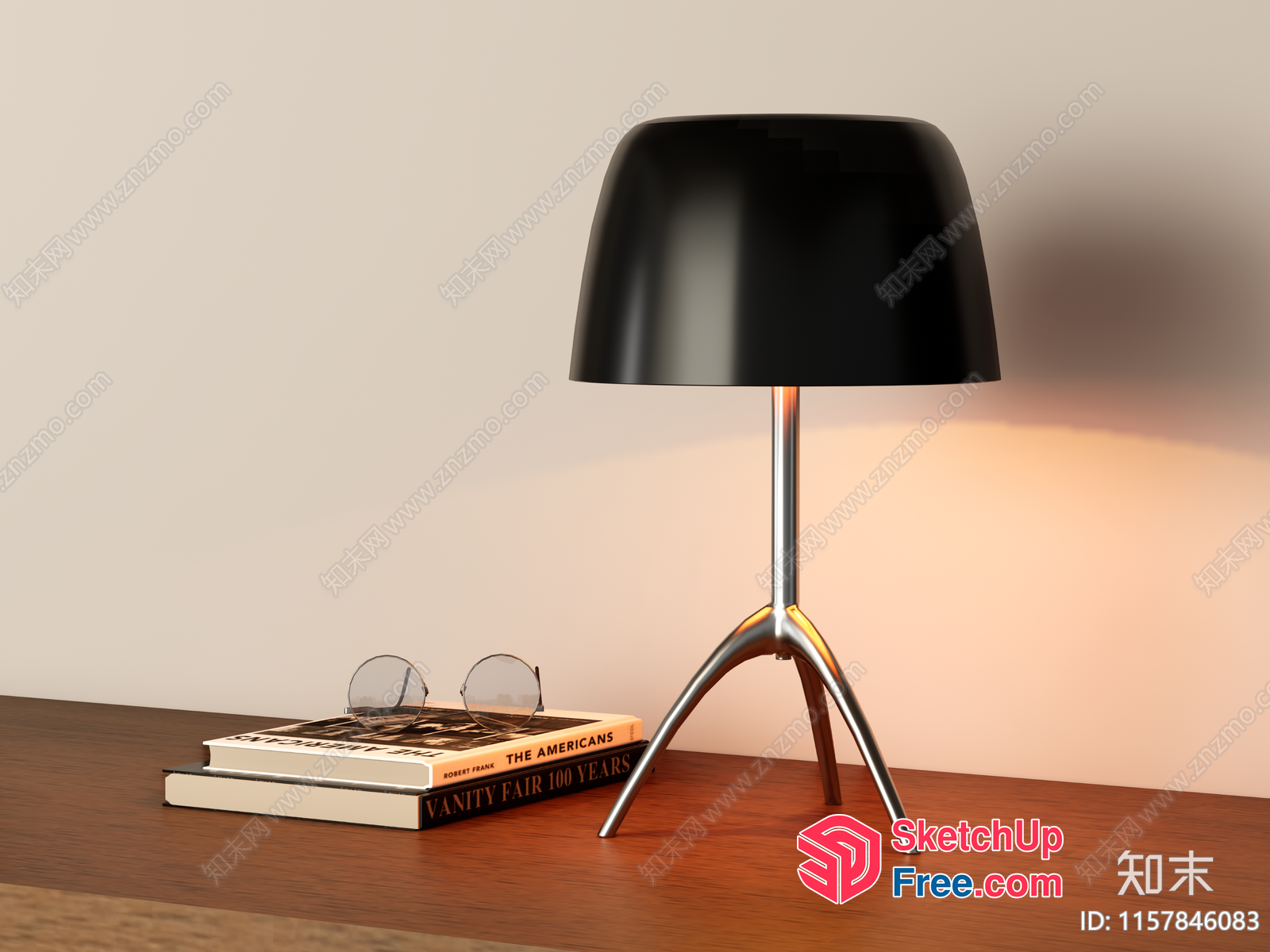 Simple Elegant Table Lamp With Books And Glasses 3D SketchUp File