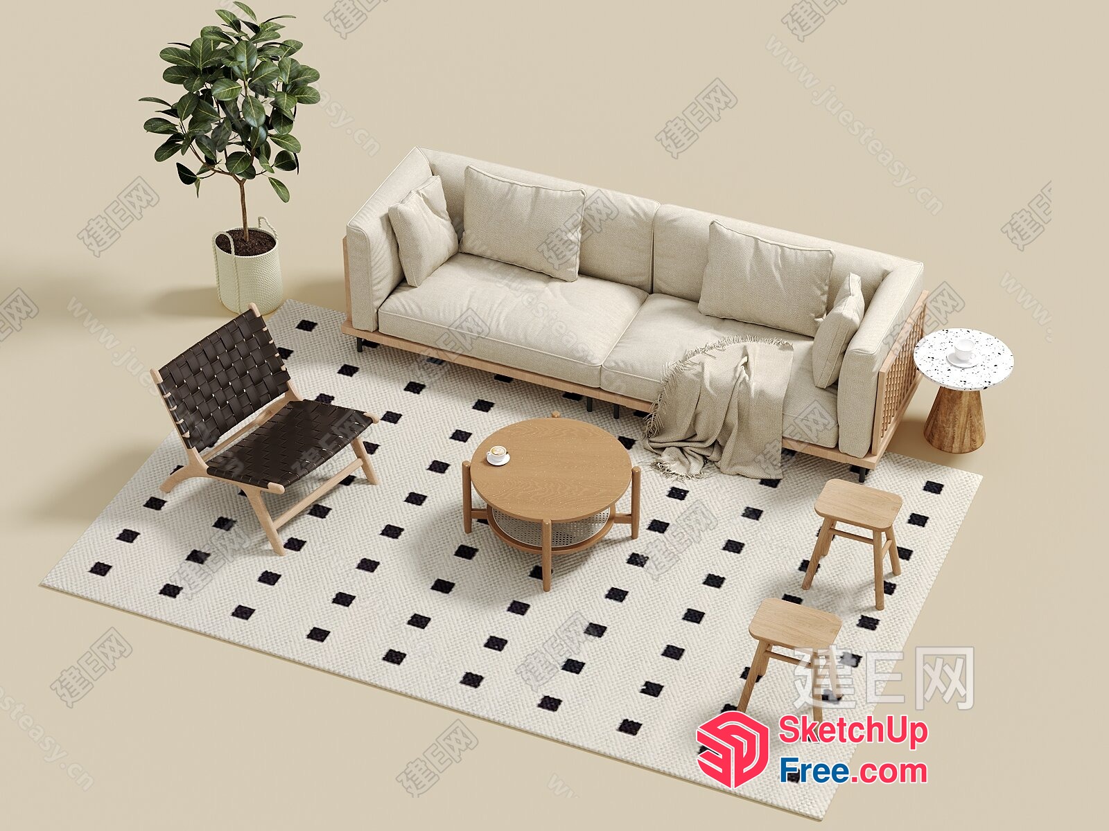 Elegant And Cozy Modern Living Room Interior 3D SketchUp File