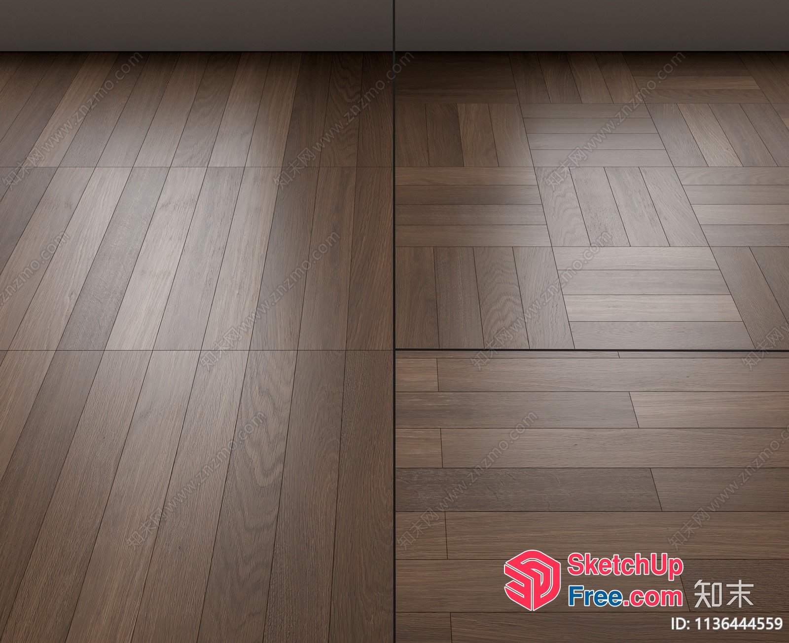 Wooden Floor With A Herringbone Pattern 3D SketchUp File