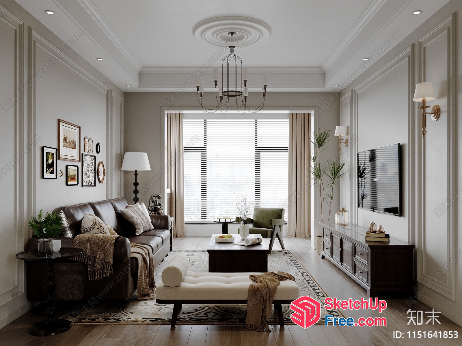 Elegant And Cozy Living Room Interior 3D SketchUp File