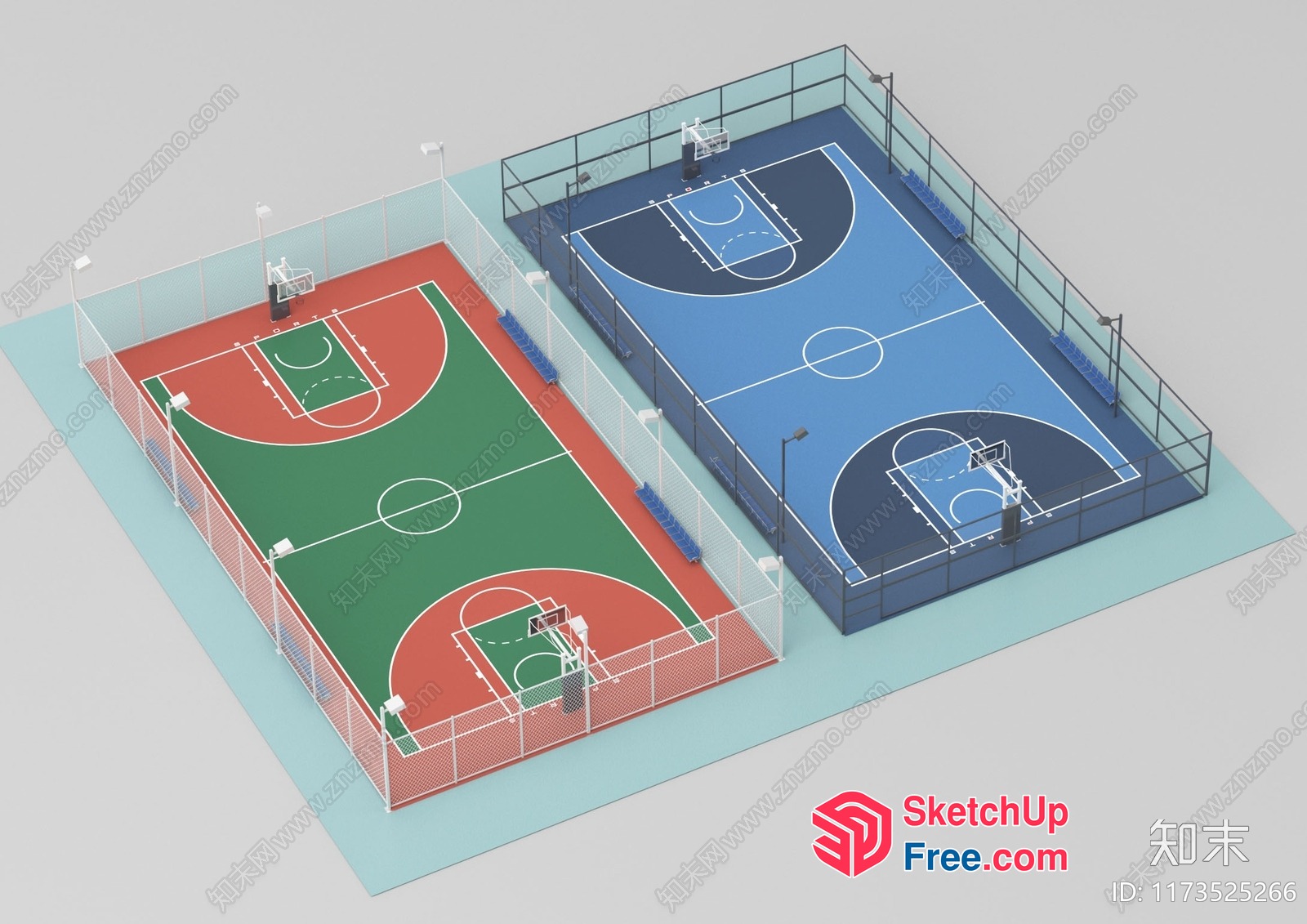 Basketball Court And Futsal Court 3D SketchUp File