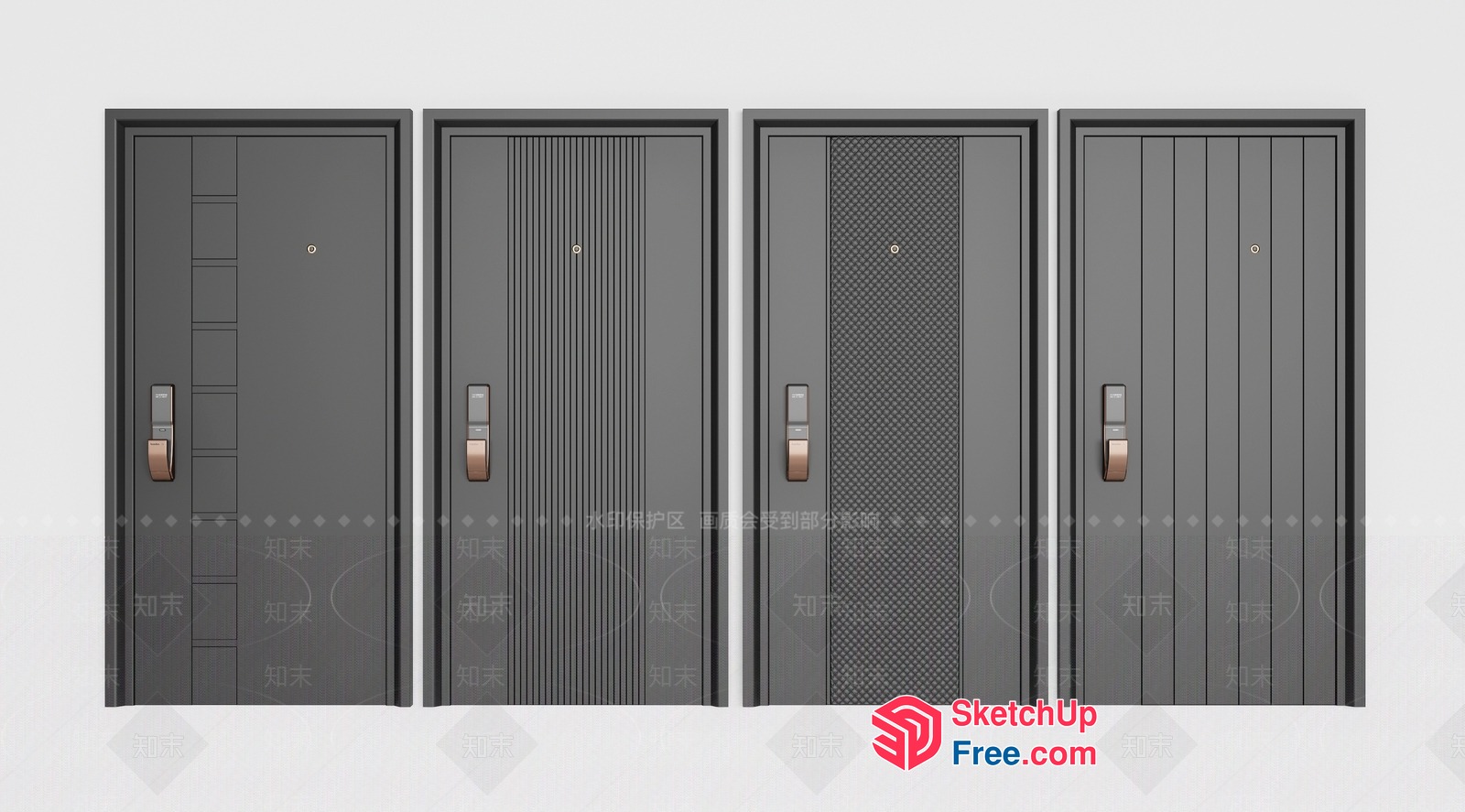 Four Modern Doors With Unique Designs 3D SketchUp File