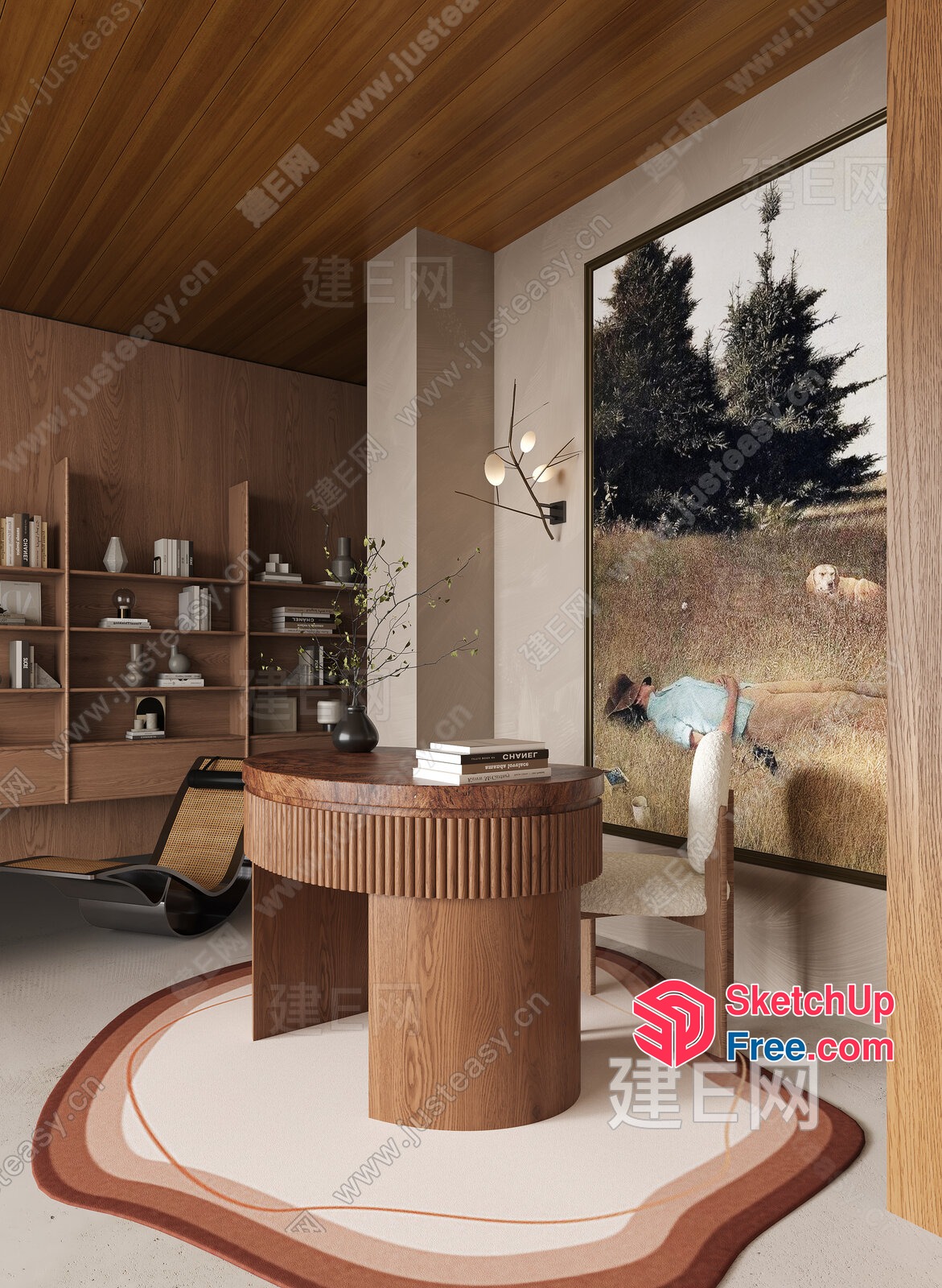 Minimalist Scandinavian Style Interior With Wooden Elements 3D SketchUp File