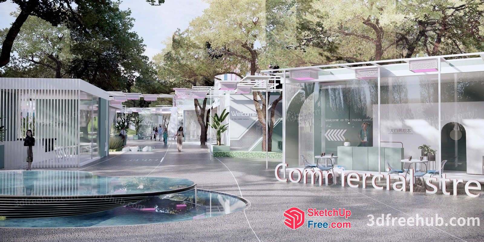 Modern Commercial Street Scene 3D SketchUp File