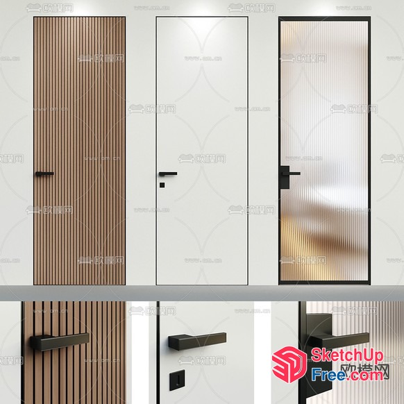 Contemporary Door And Hardware Options 3D SketchUp File