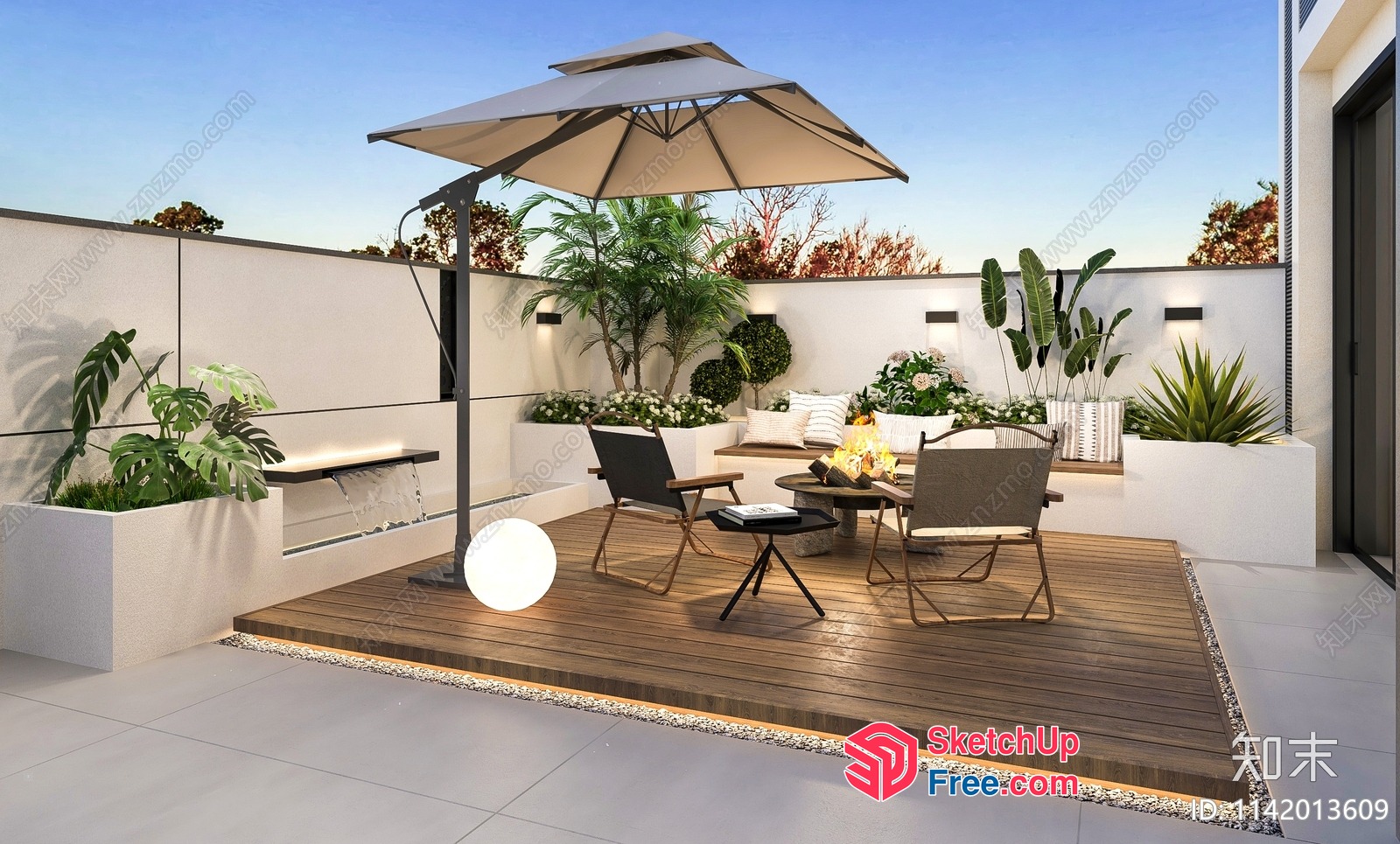 Elegant Modern Outdoor Patio Space 3D SketchUp File