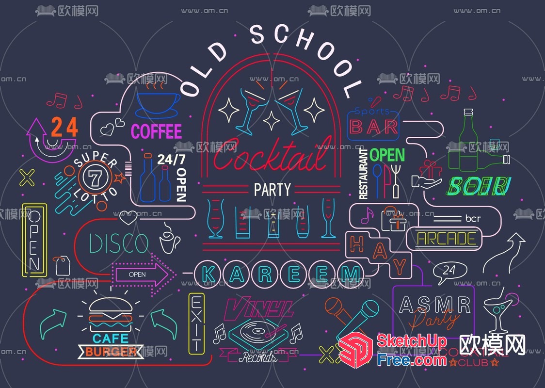 Old School Cocktail Party 3D SketchUp File