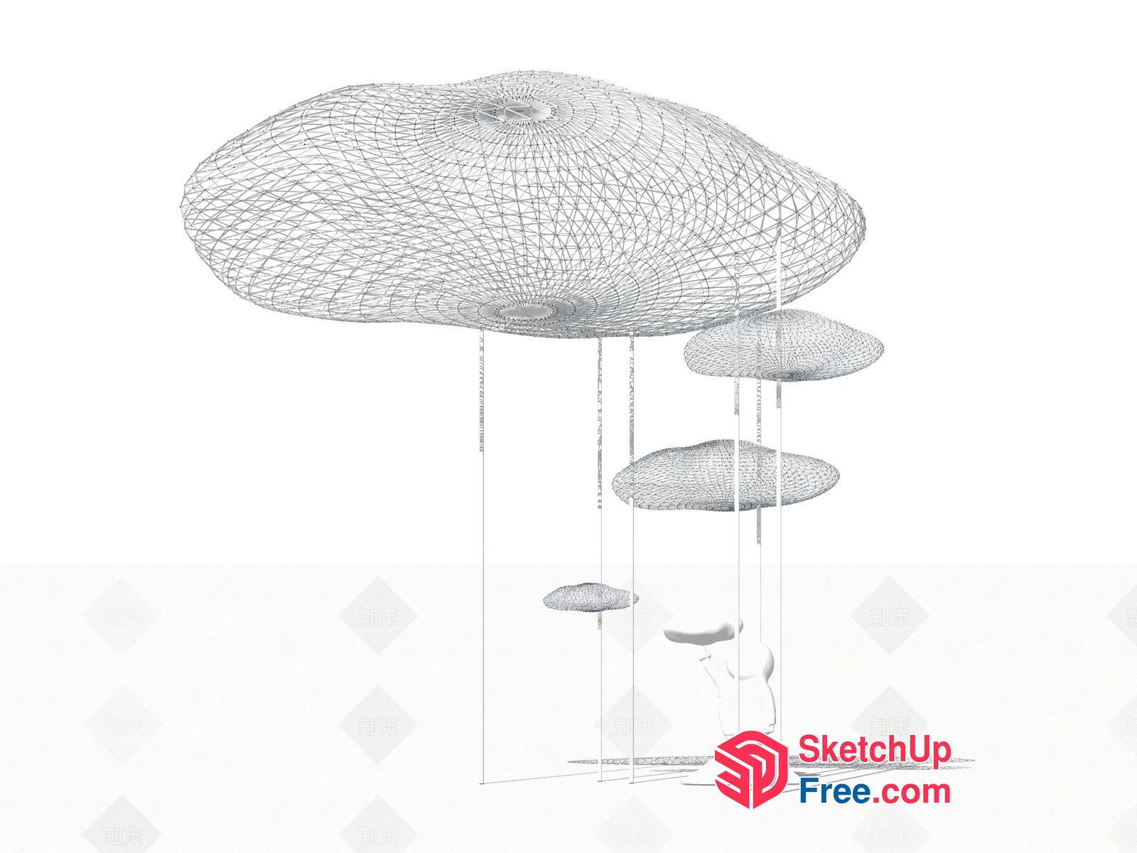Unique Modern Hanging Mushroom-Shaped Decorative Light Fixtures 3D SketchUp File