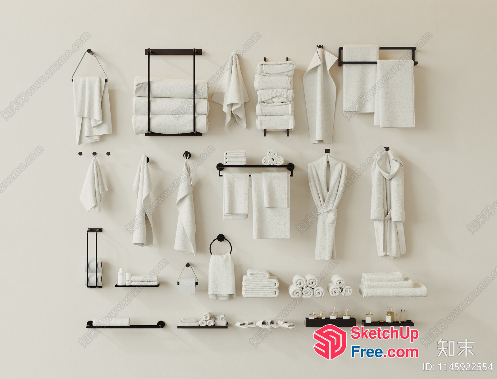 Bathroom Accessories And Towels 3D SketchUp File