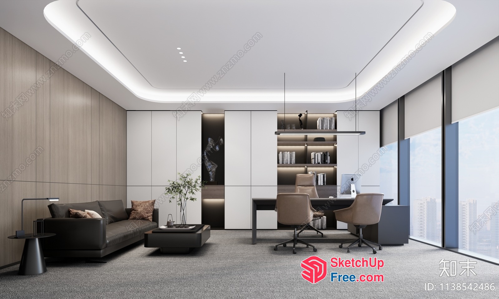 Modern Office Space With Sleek Furniture And Natural Light 3D SketchUp File