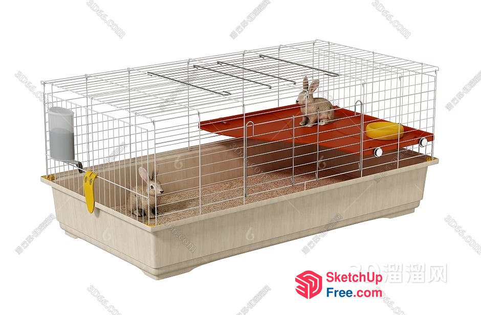 Rabbit Cage With Two Rabbits 3D SketchUp File