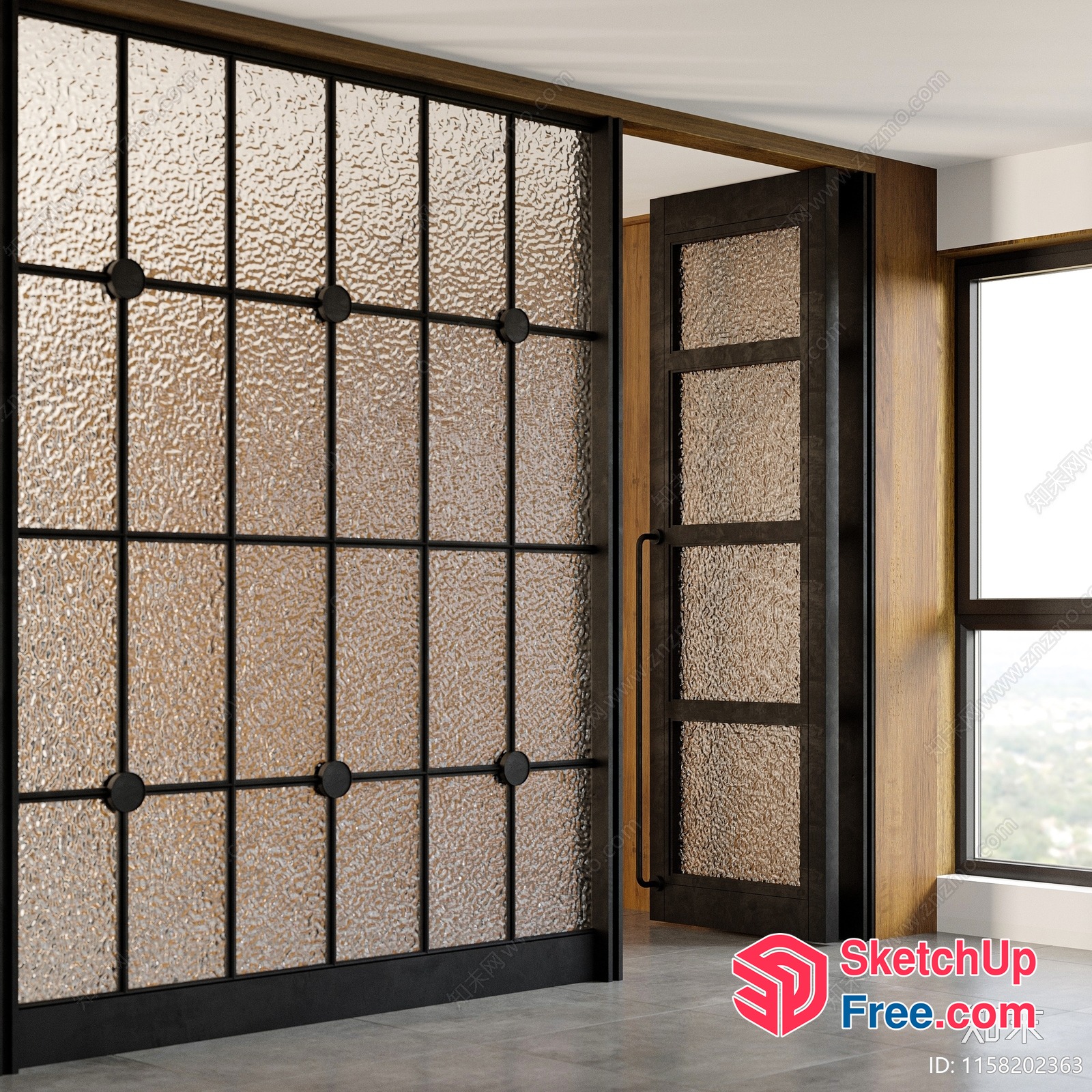Decorative Glass Wall Partition 3D SketchUp File