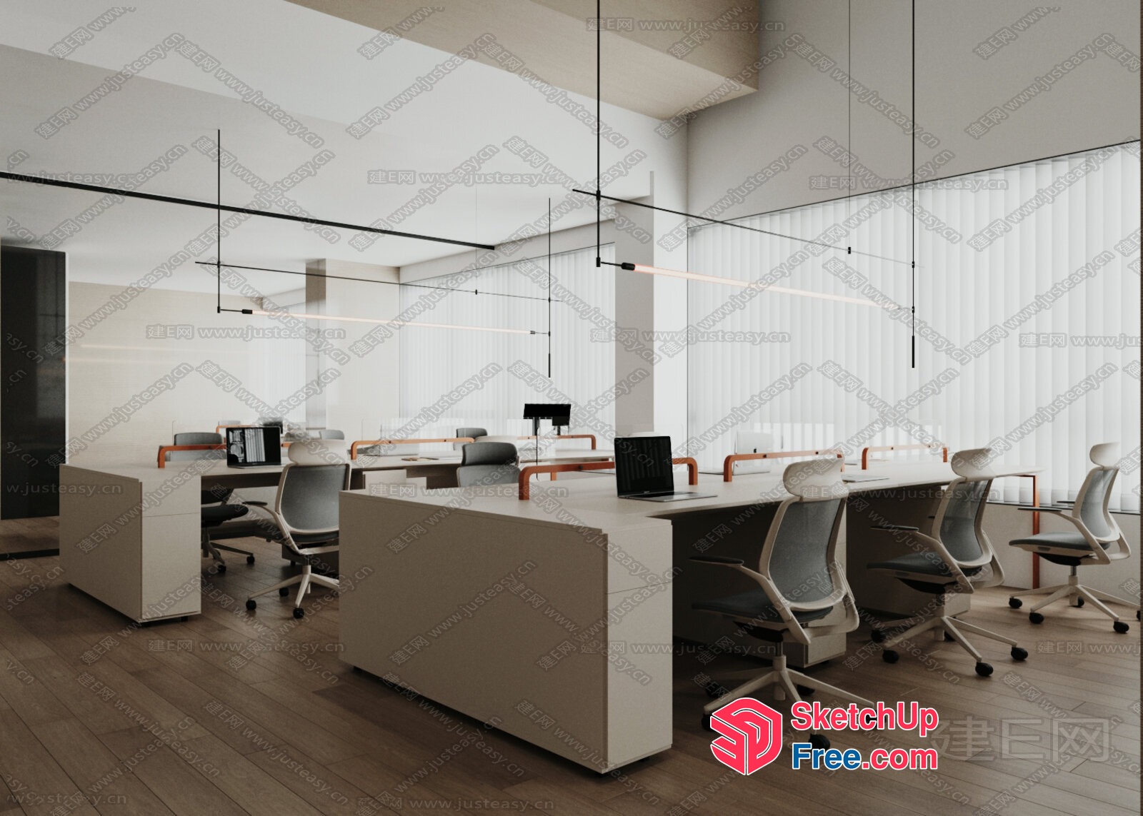 Modern Office Space With Minimalist Furniture 3D SketchUp File