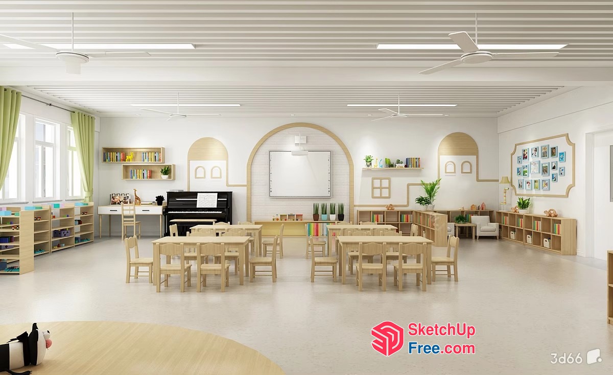 Elegant Modern Minimalist Classroom Interior Design 3D SketchUp File