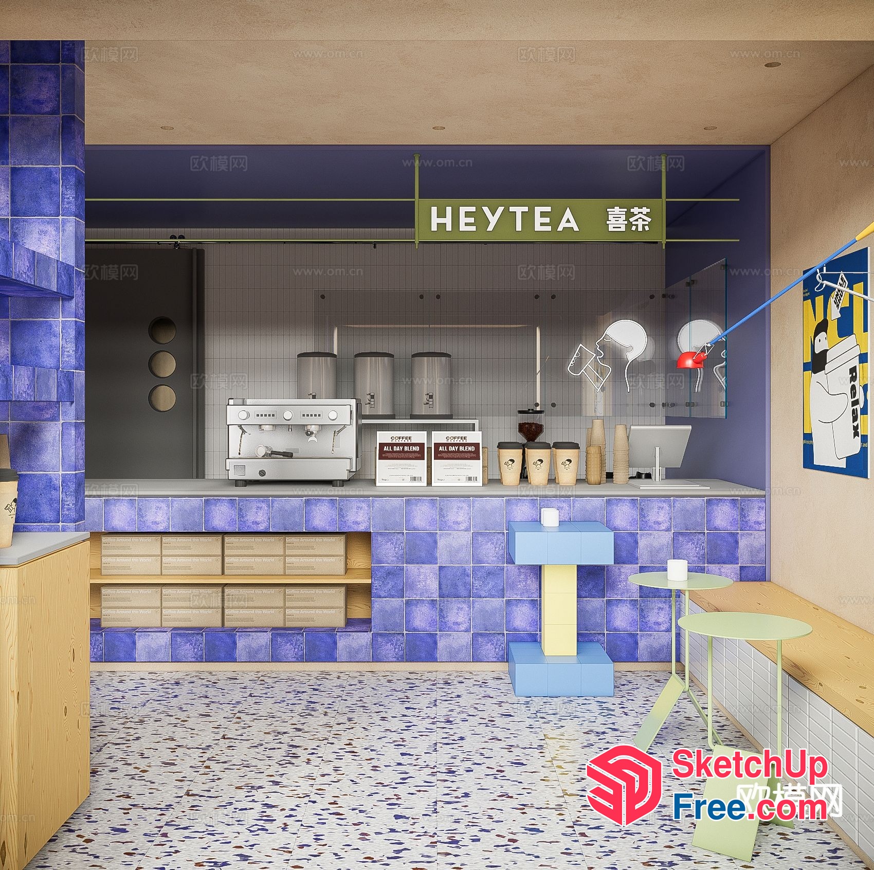 Heytea Shop Interior 3D SketchUp File