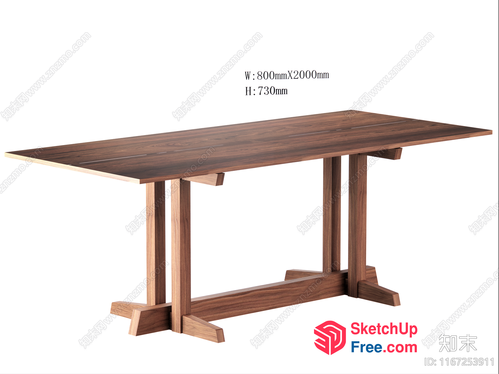 Simple Modern Wooden Dining Table 3D SketchUp File