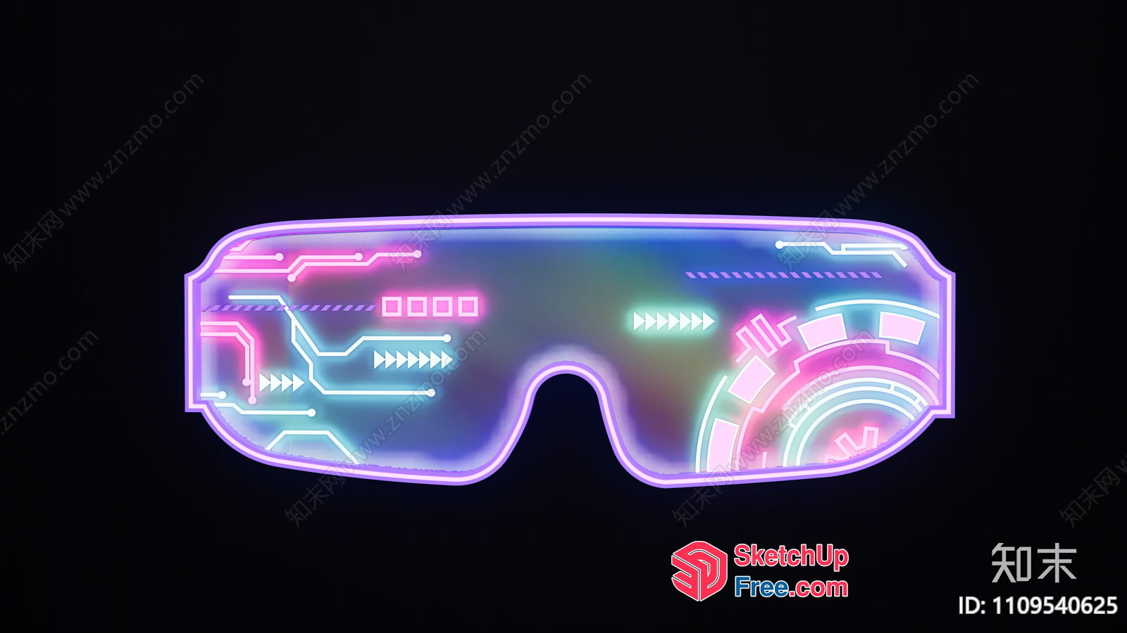 Futuristic Neon-Lit Virtual Reality Goggles 3D SketchUp File