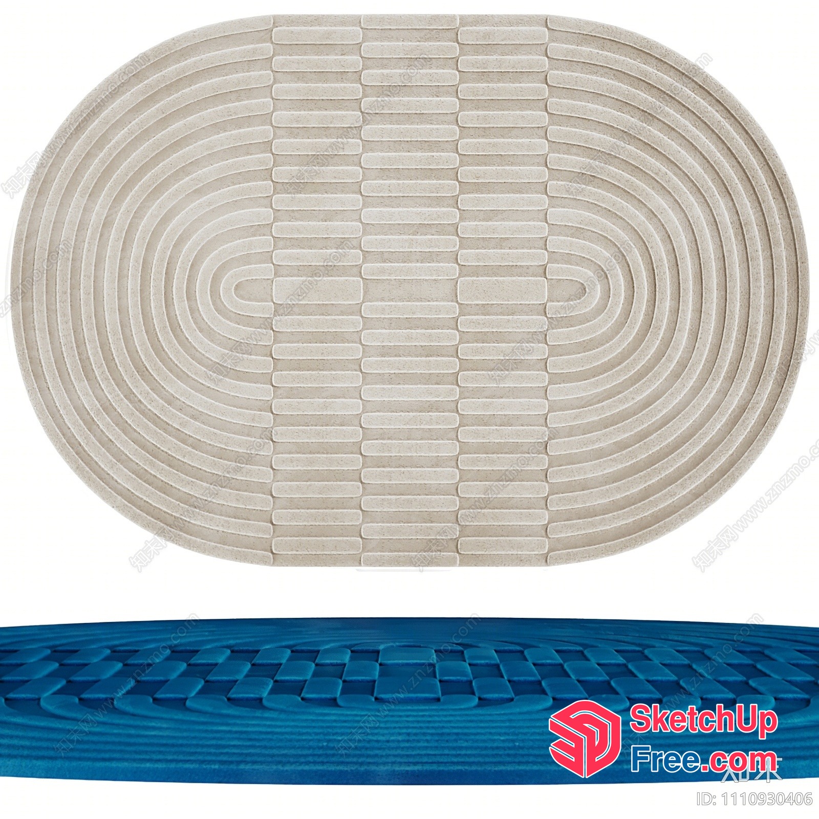Oval-Shaped Rug With A Unique Pattern 3D SketchUp File