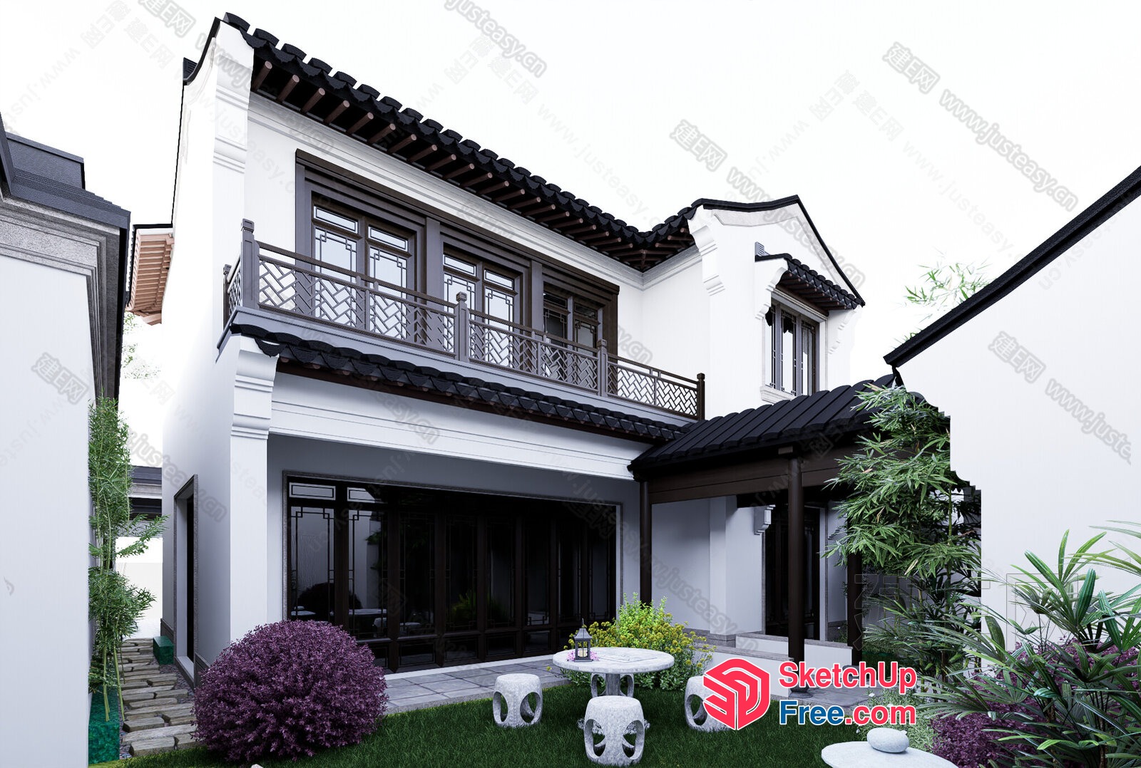 Traditional Asian Style Villa Exterior 3D SketchUp File