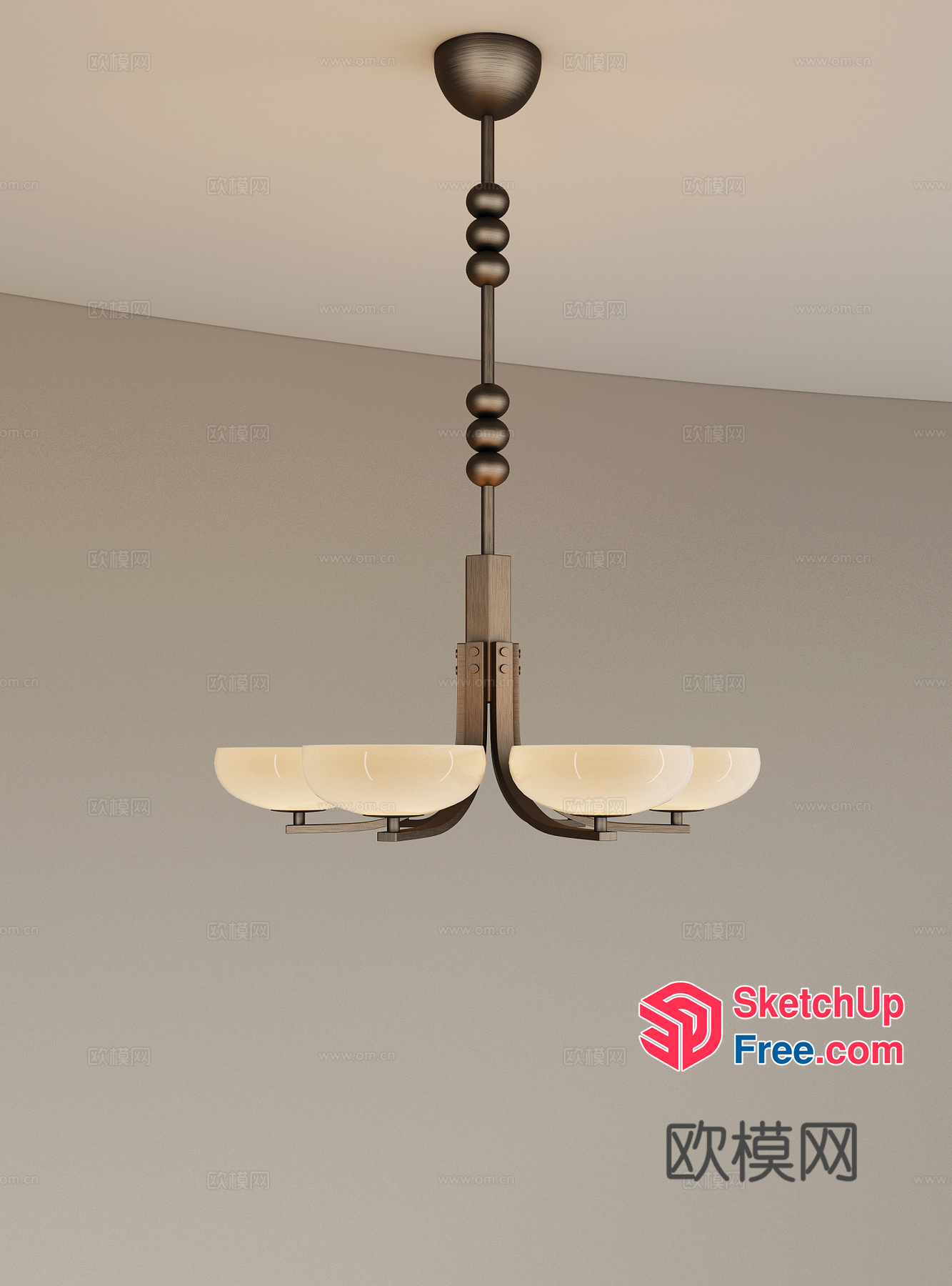 Elegant Chandelier With White Shades 3D SketchUp File