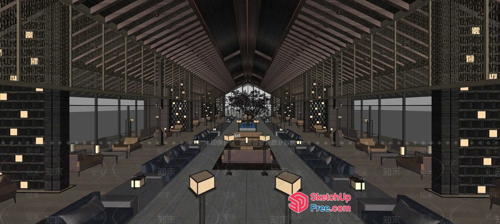 Modern Japanese-Style Living Room With Soothing Ambiance 3D SketchUp File