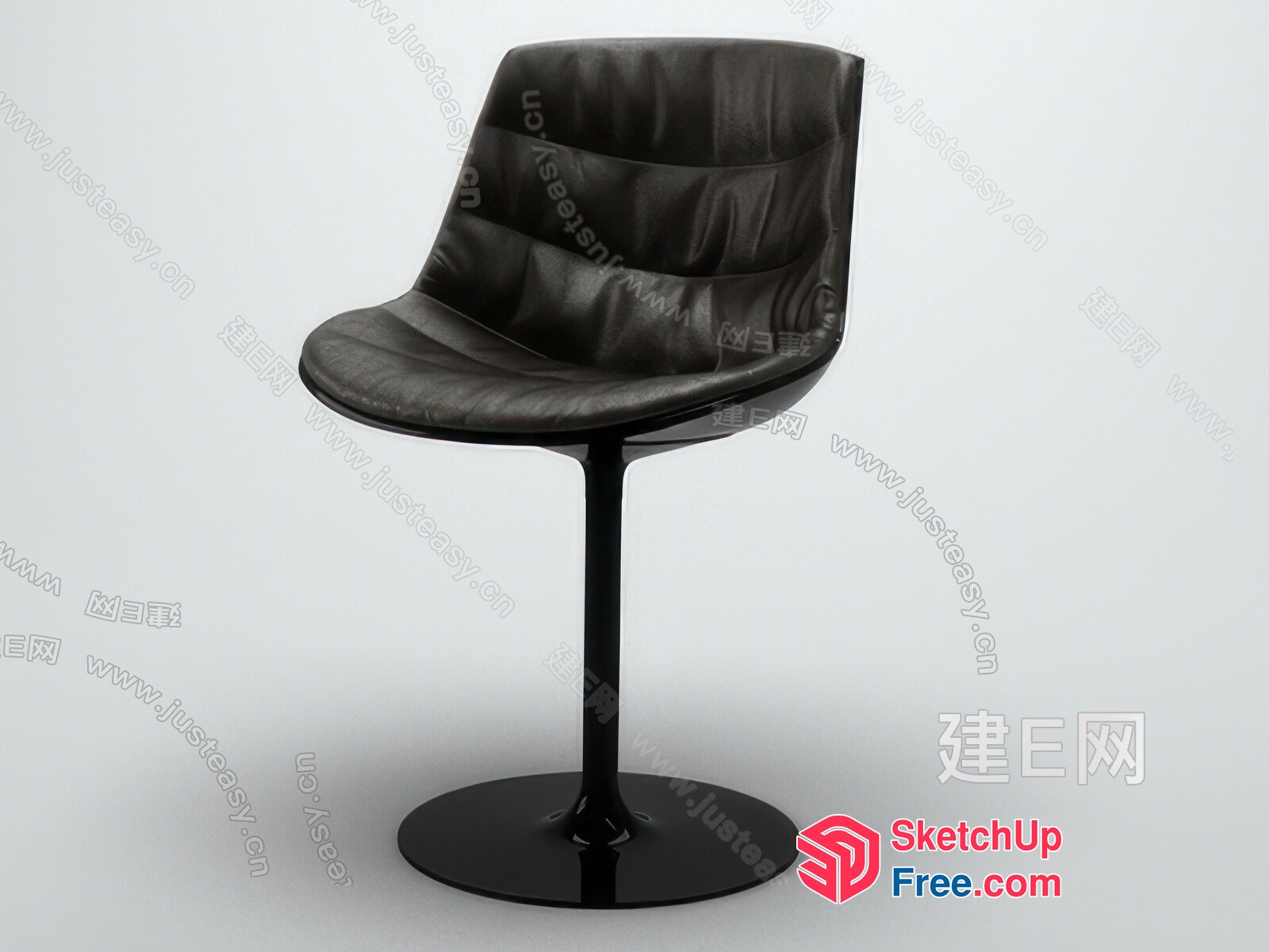 Modern Black Leather Chair With Sleek Base 3D SketchUp File