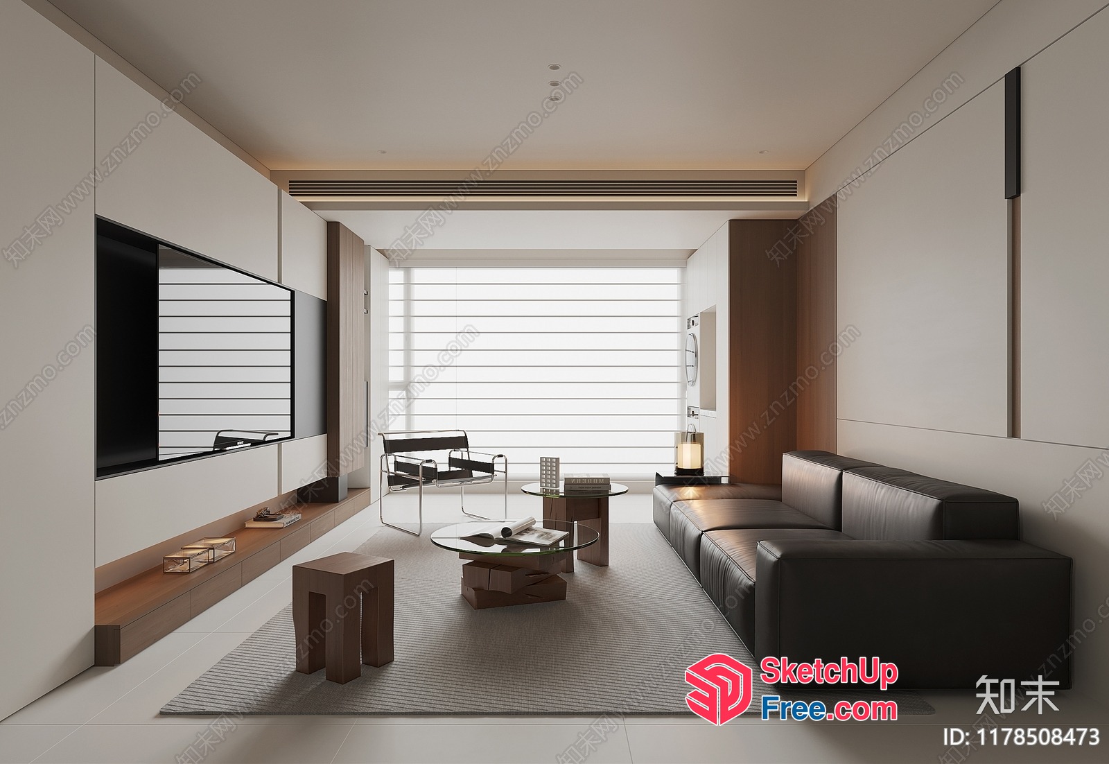 Modern Minimalist Living Room With Clean Lines And Natural Light 3D SketchUp File