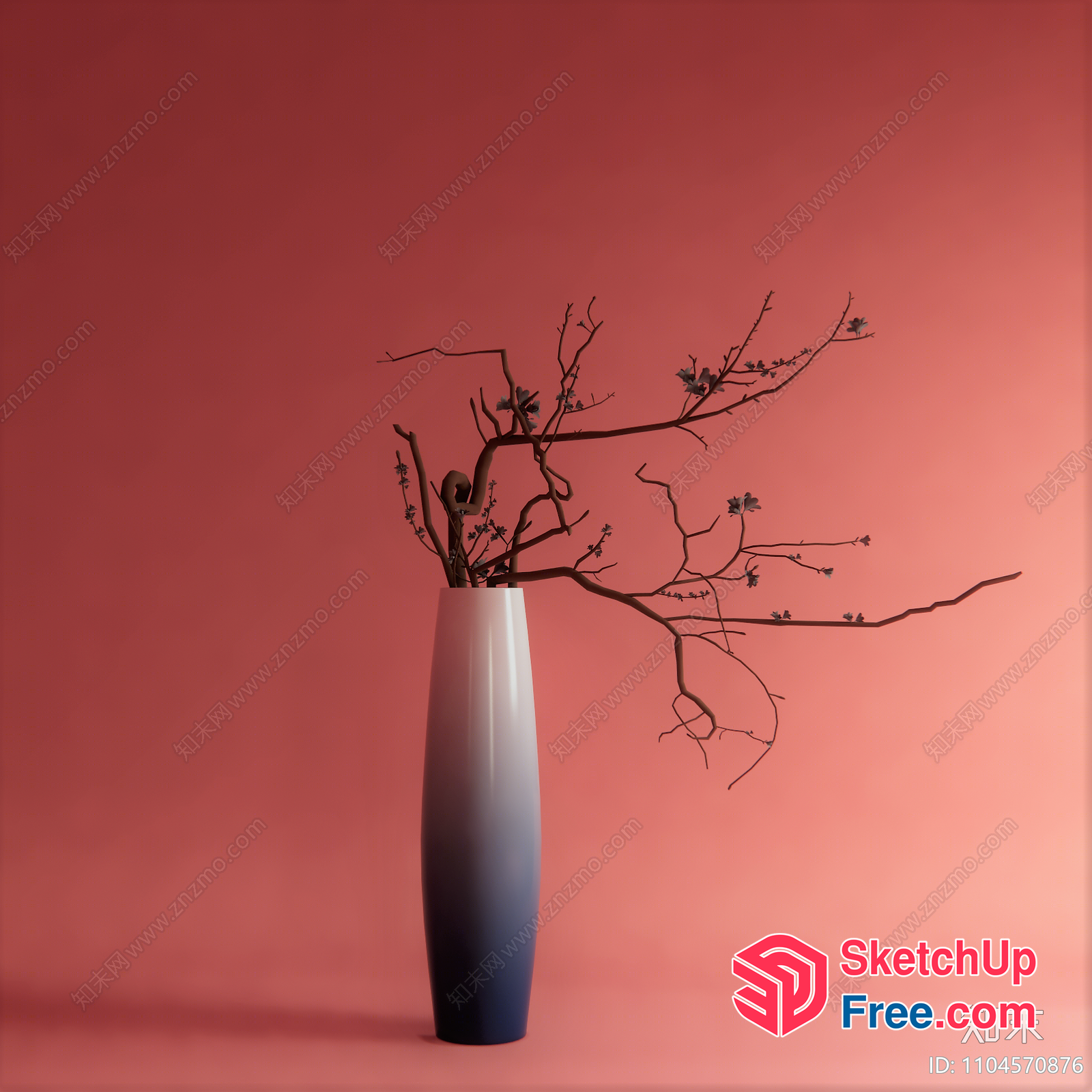 Elegant Vase With Branches 3D SketchUp File