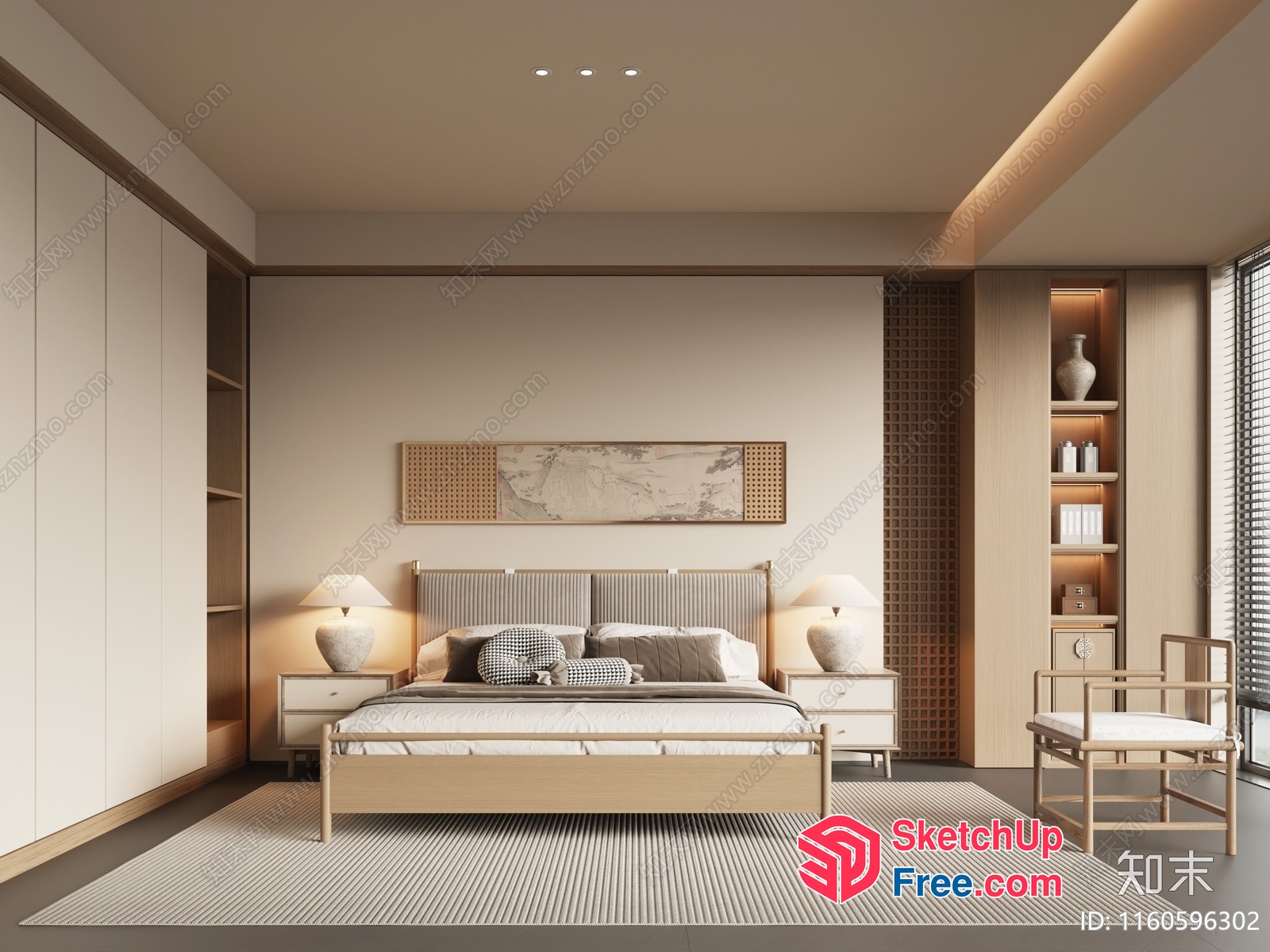 Modern Bedroom Interior With Minimalist Furniture And Decor 3D SketchUp File
