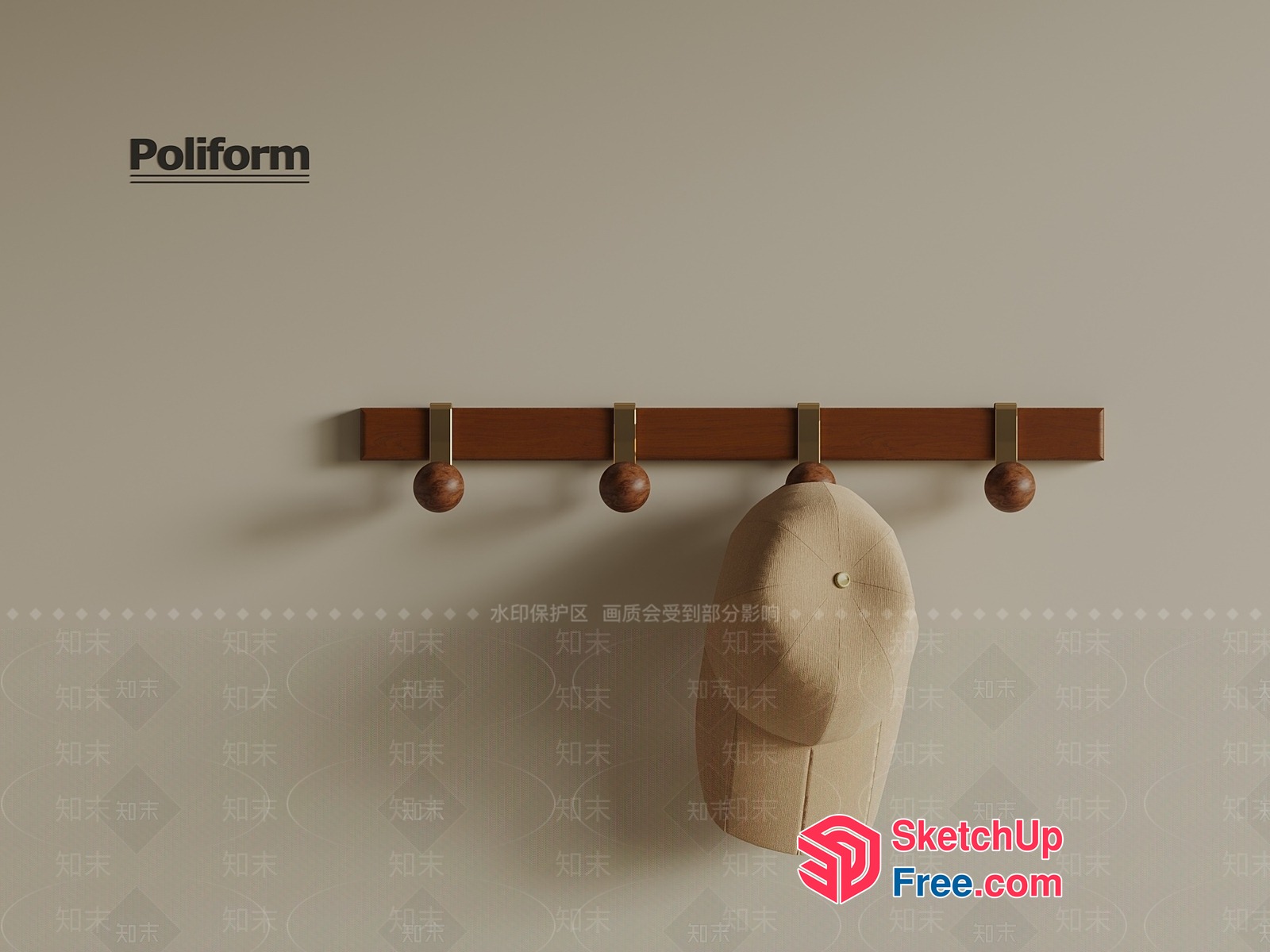 Poliform Wall-Mounted Hat Rack 3D SketchUp File