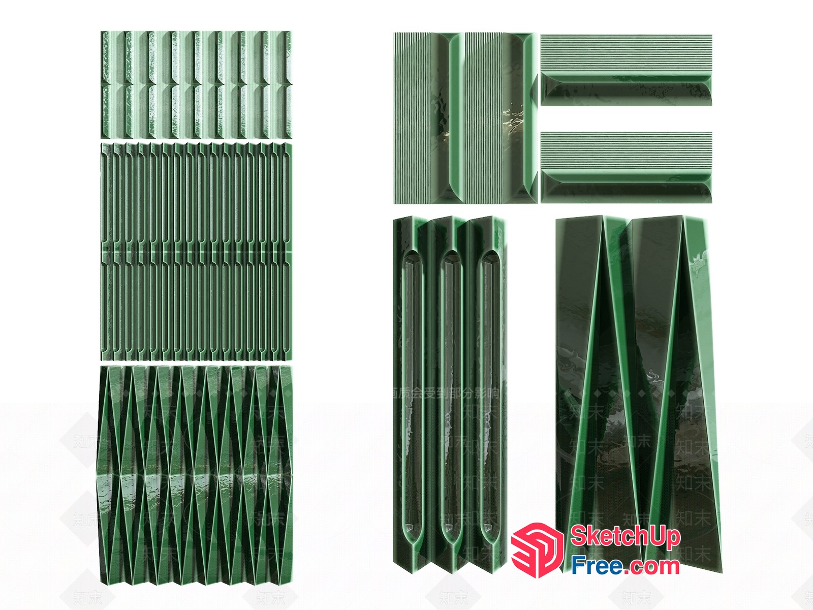 Green Decorative Wall Panels 3D SketchUp File