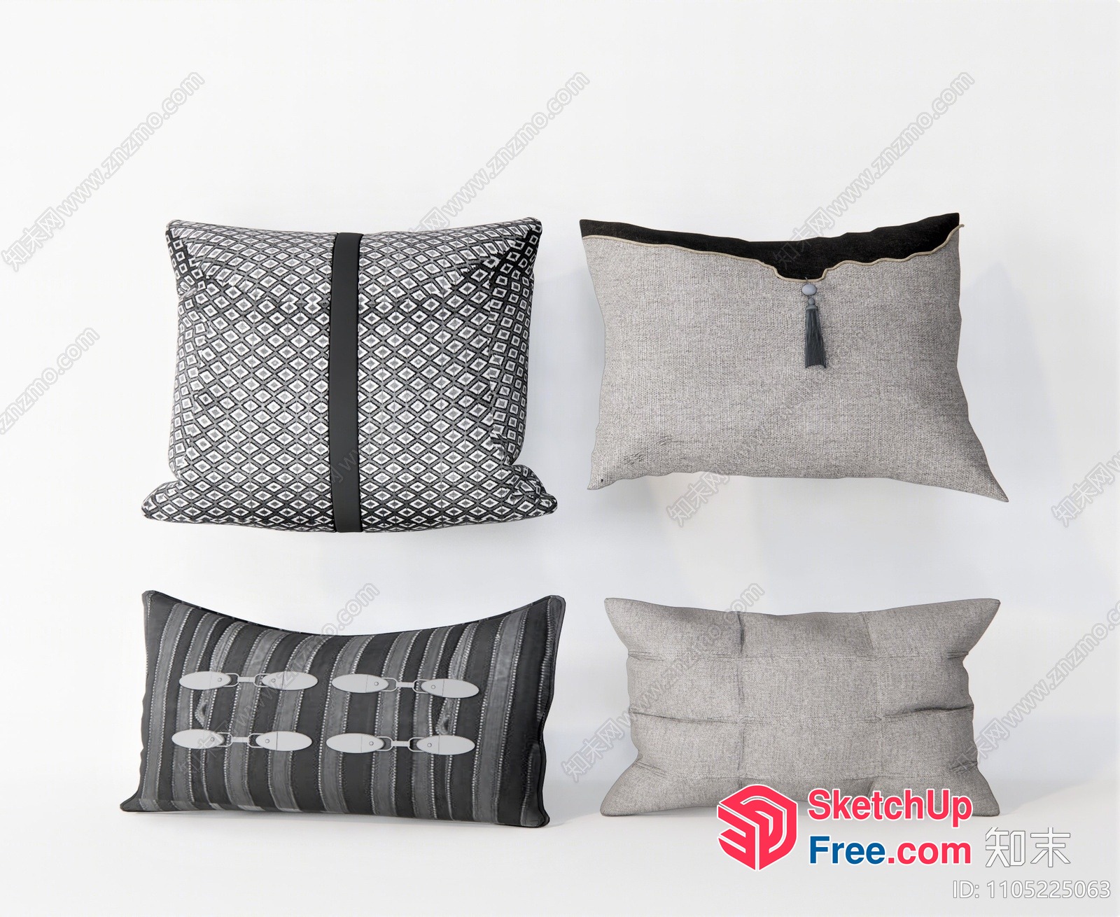 Decorative Pillows With Various Patterns And Designs 3D SketchUp File