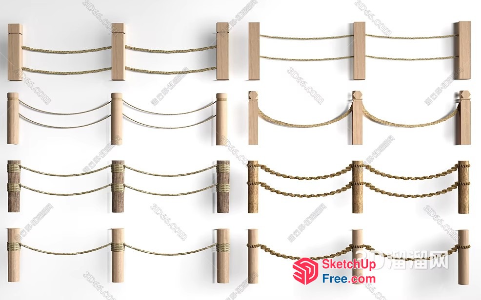 Decorative Wooden Railing System 3D SketchUp File