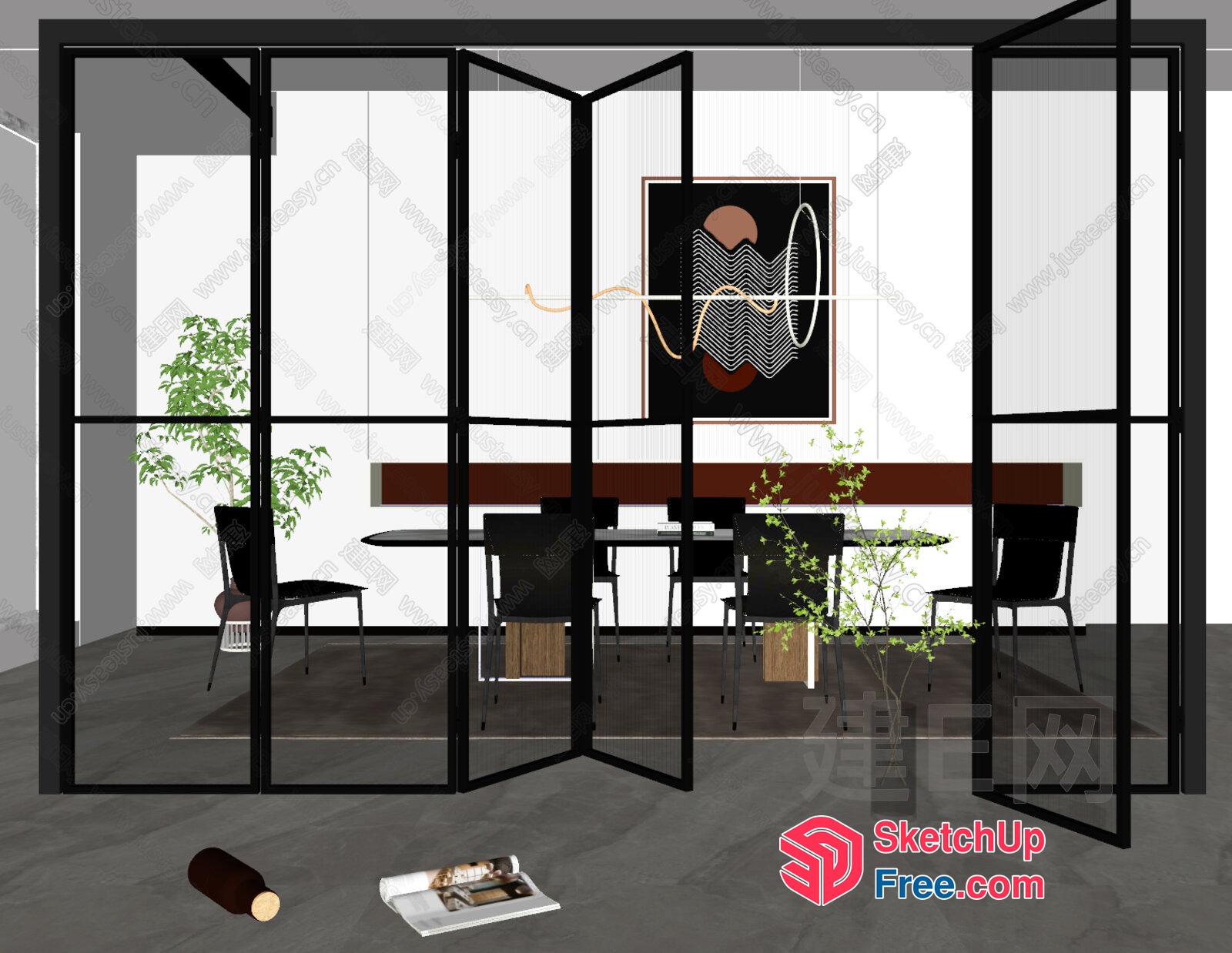 Elegant Modern Dining Room With Minimalist Style 3D SketchUp File