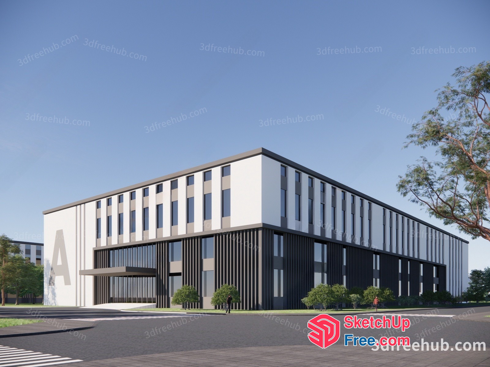 Modern Office Building Exterior 3D SketchUp File
