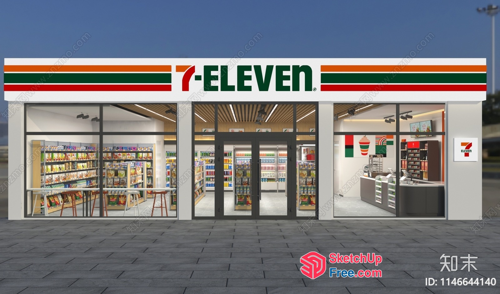 7-Eleven Store Front 3D SketchUp File