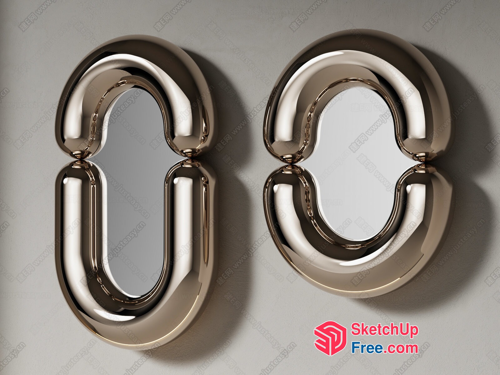 Shiny Metallic 3D Numbers 0 And 8 3D SketchUp File