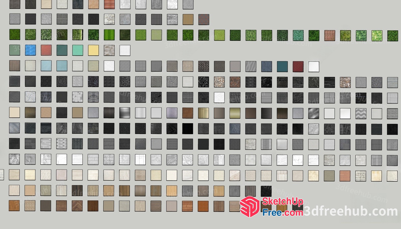 A Collection Of 3D Tiles And Materials 3D SketchUp File
