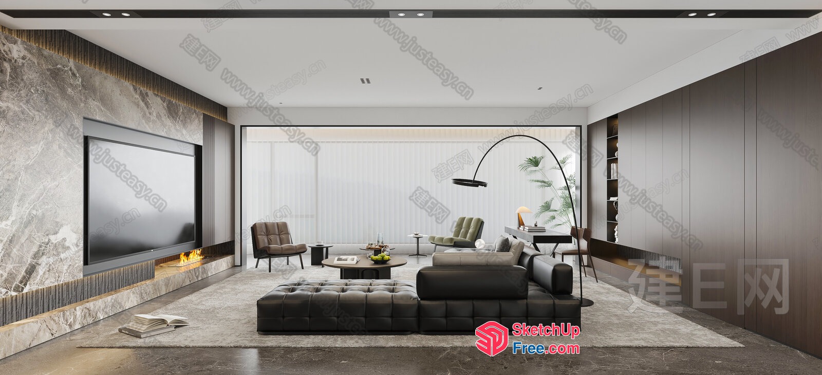 Modern Living Room With Sleek Furniture And Natural Light 3D SketchUp File