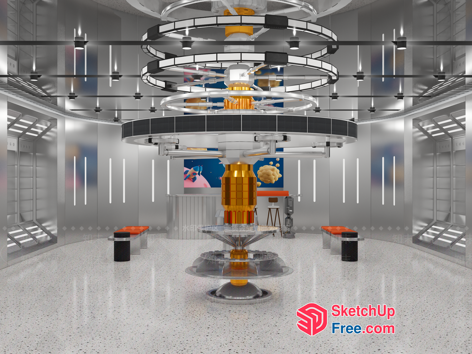 Futuristic Space Capsule Interior Design 3D SketchUp File