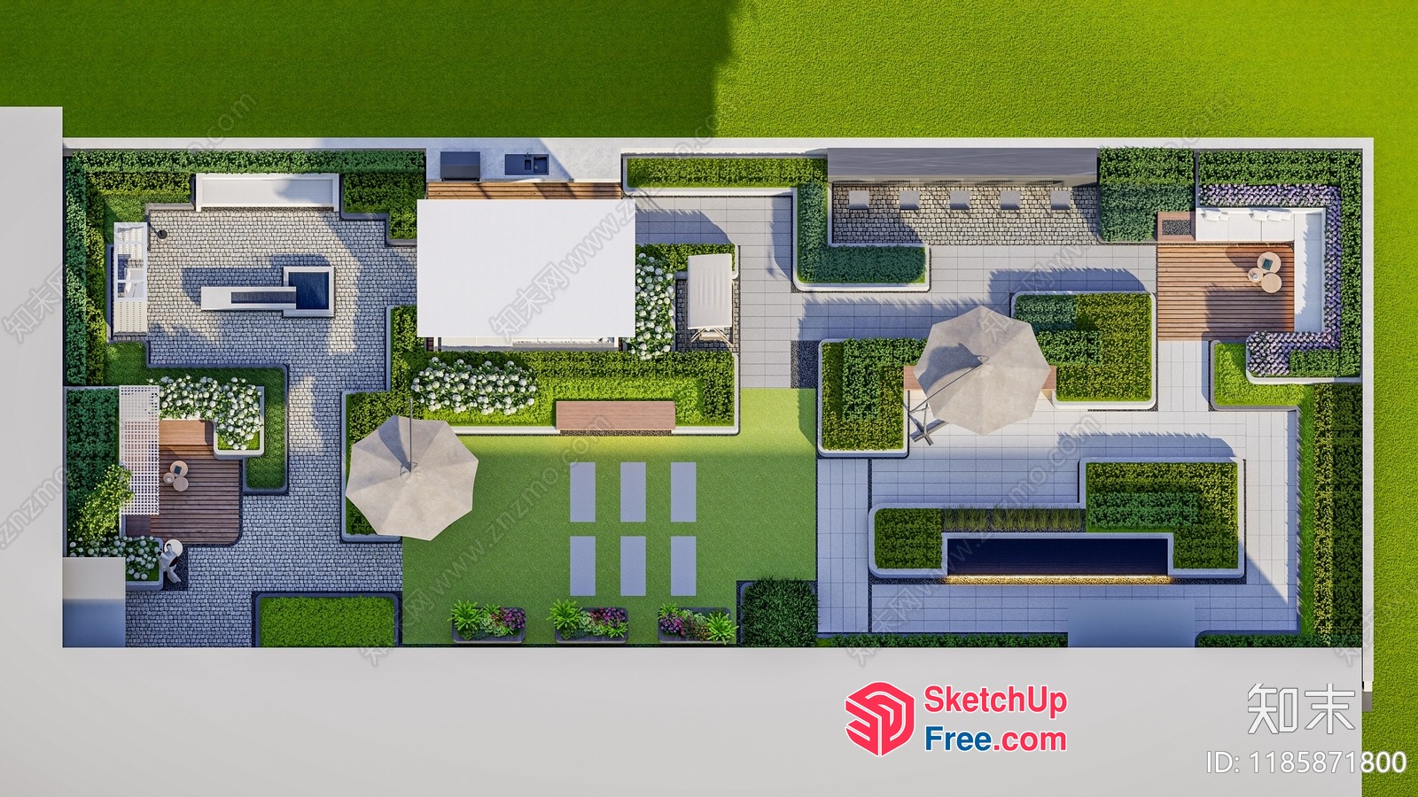Modern Villa Plan With Greenery And Outdoor Spaces 3D SketchUp File