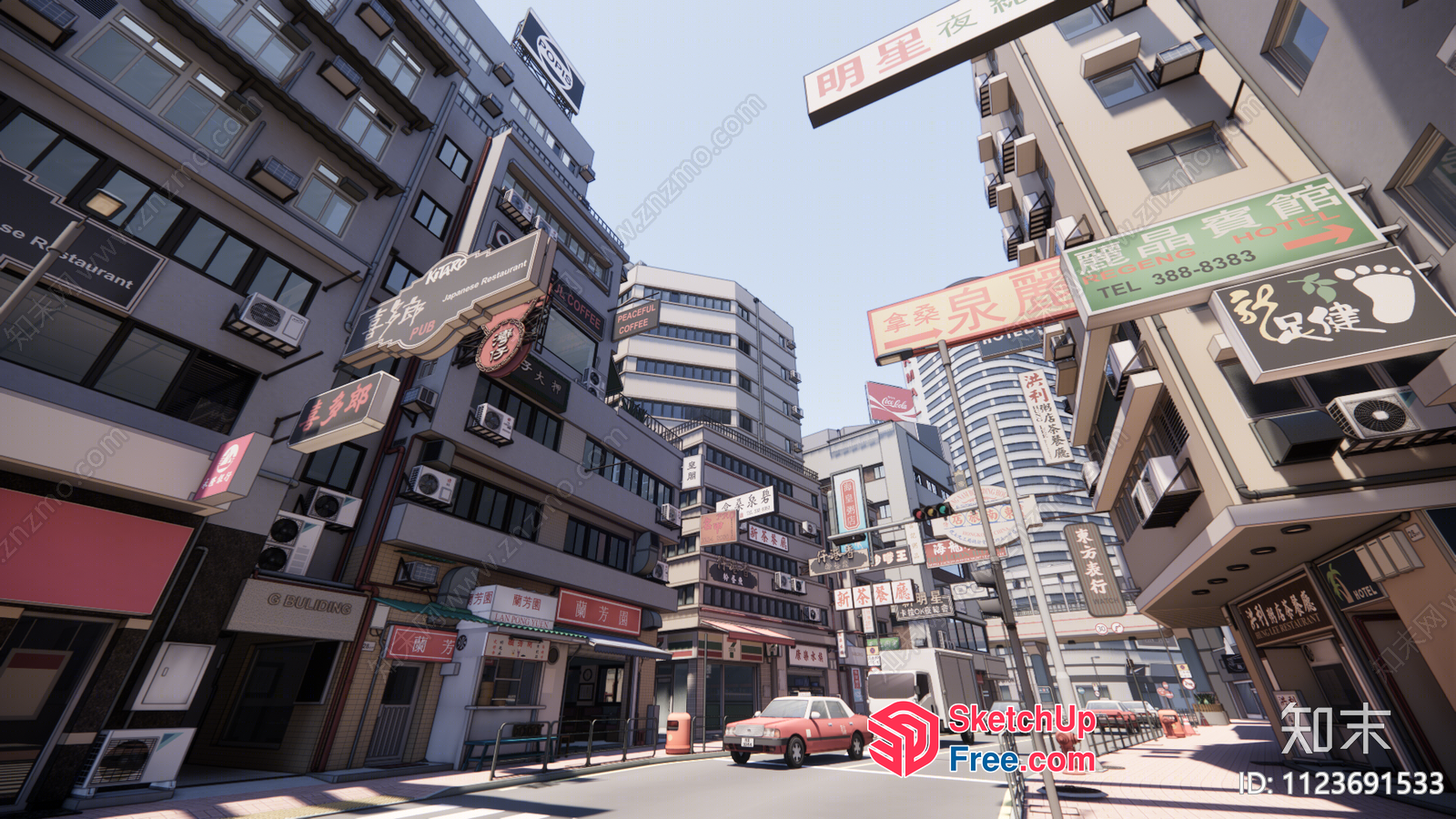 Modern Asian City Street Scene 3D SketchUp File