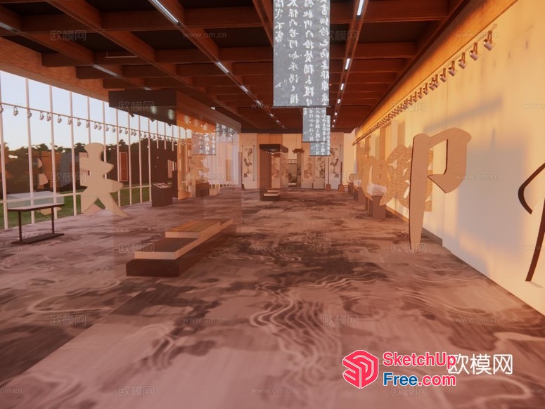 Modern Asian Art Gallery Interior 3D SketchUp File