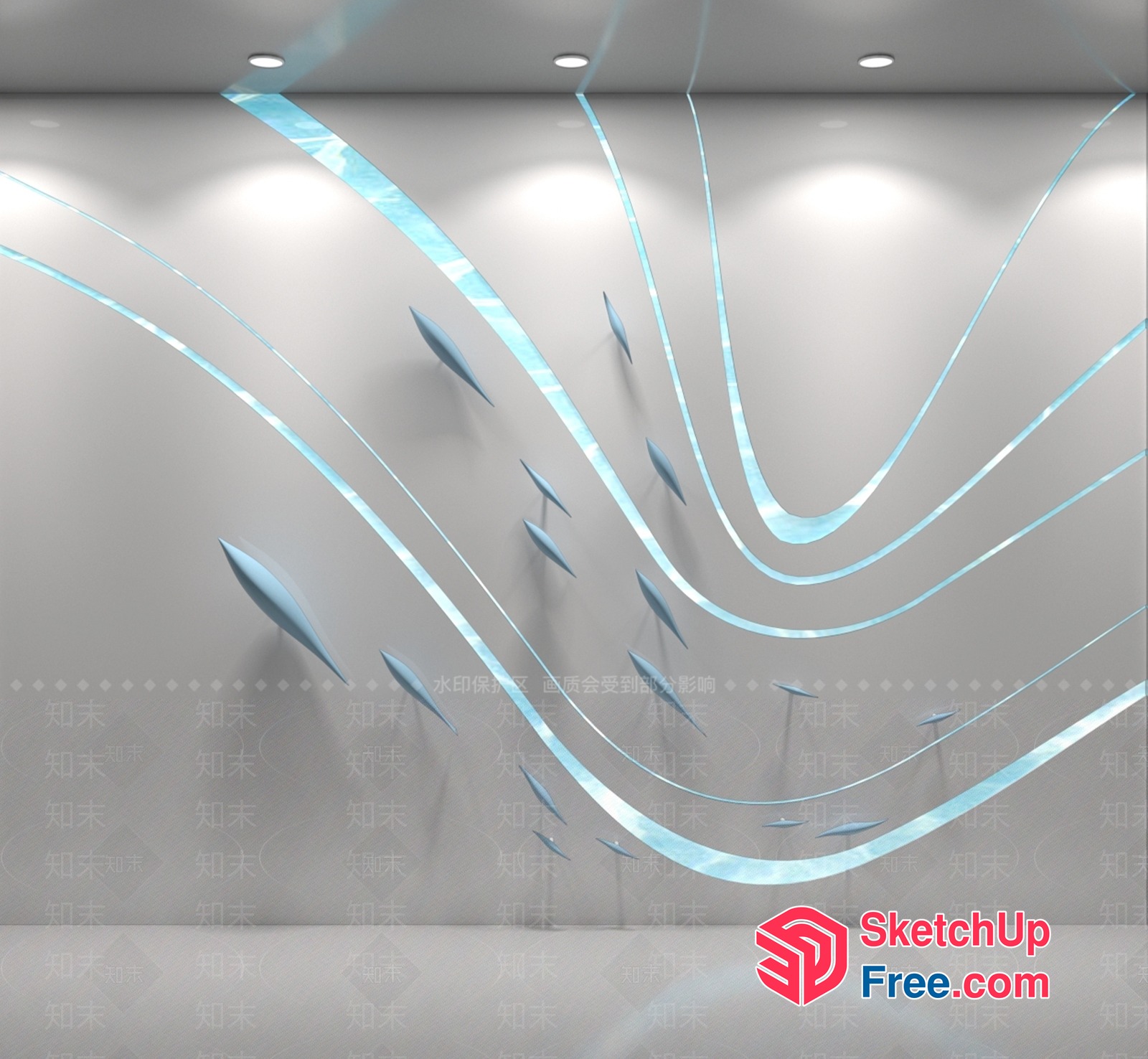 Elegant Blue Lighting Installation 3D SketchUp File