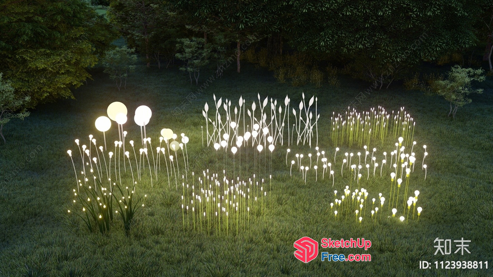 Glowing Field Of Flowers 3D SketchUp File