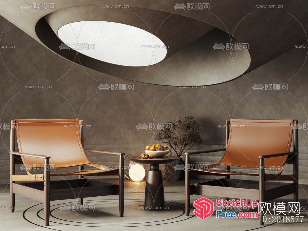 Modern Minimalist Interior Design With Natural Wood And Leather Accents 3D SketchUp File