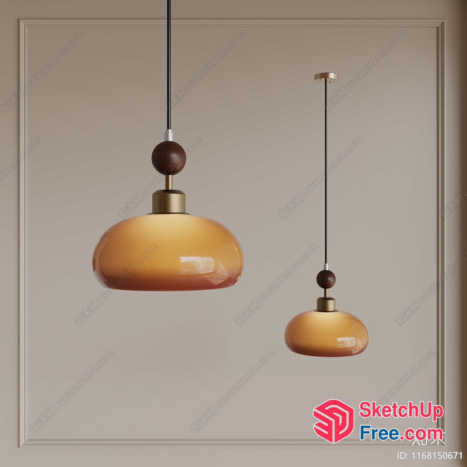 Elegant Glass Pendant Lights With Creamy Style 3D SketchUp File